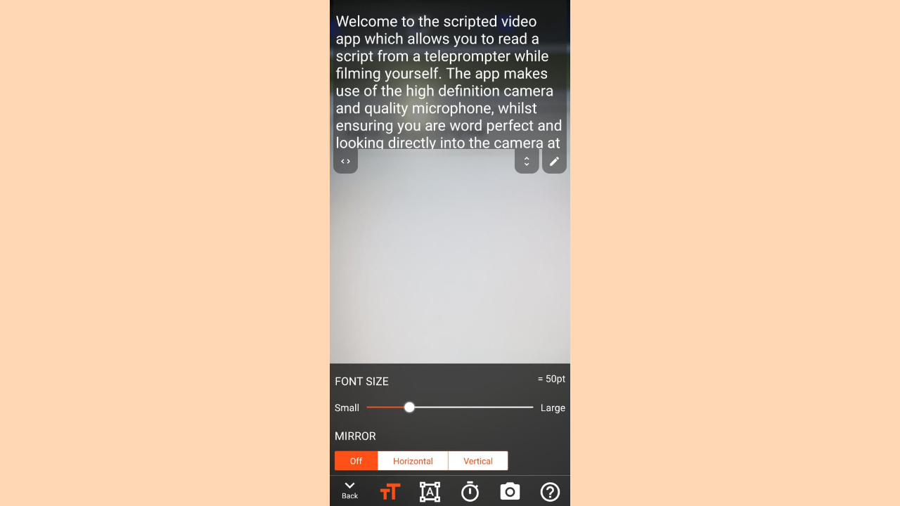 Teleprompter für Video-App-Oberfläche