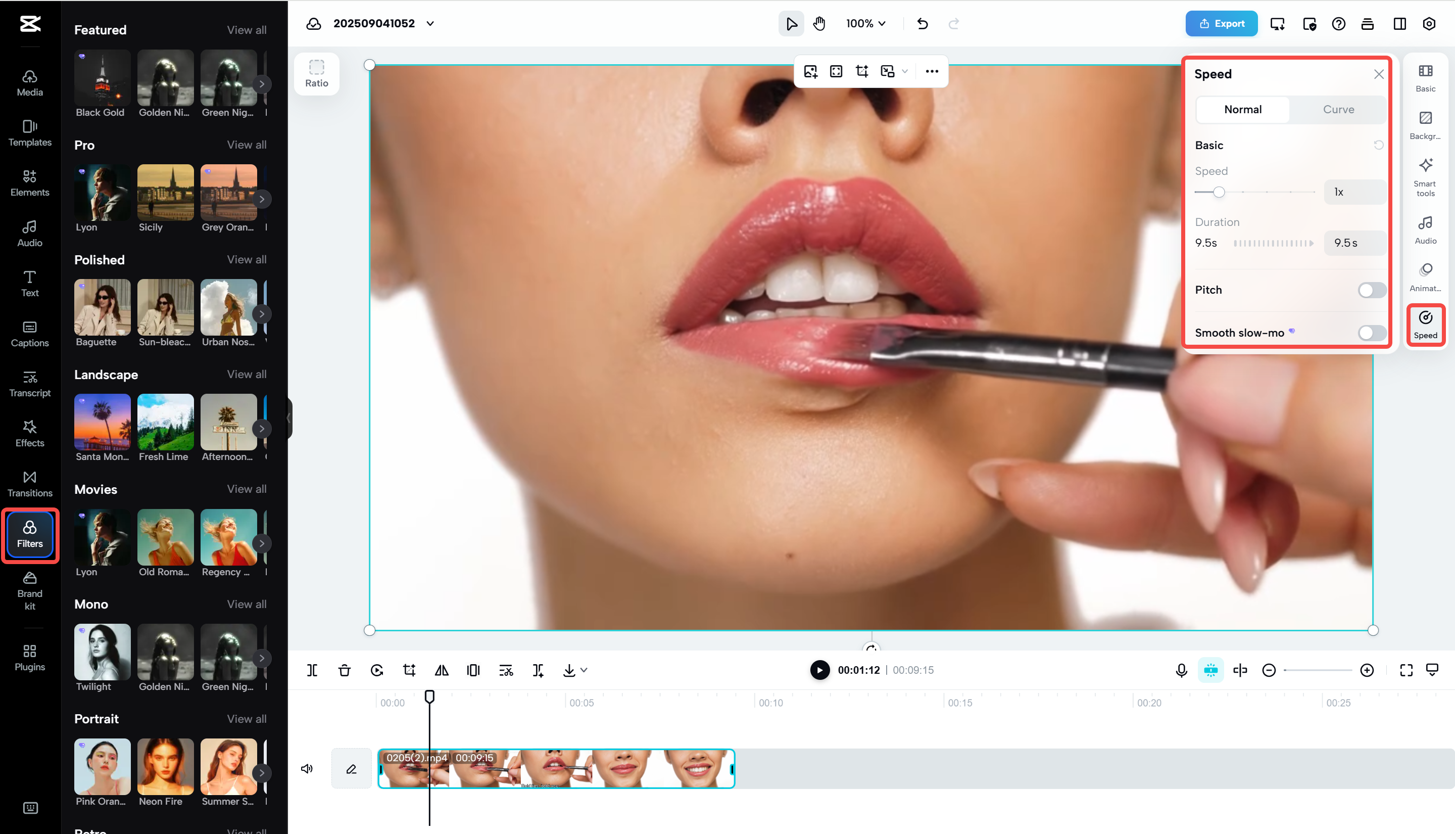 Adjusting the visuals of an e-commerce video in CapCut Web