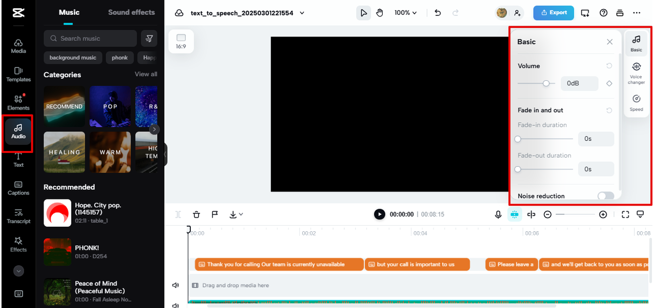 CapCut Web video editor