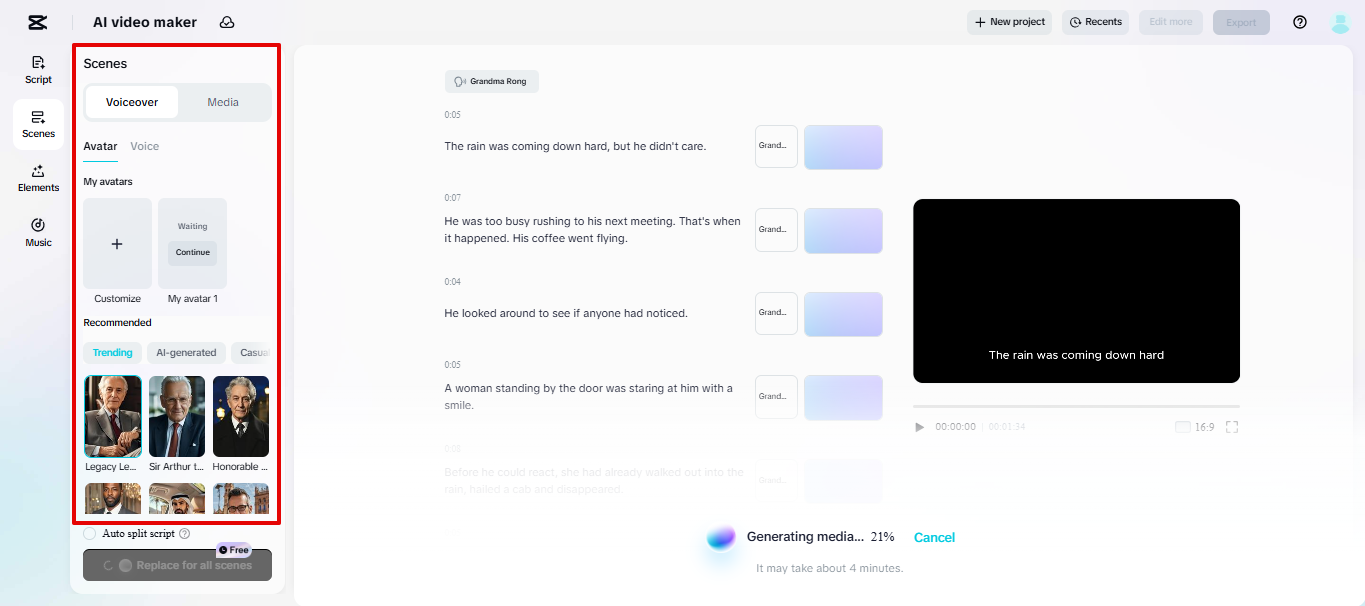 Avatar zum Video in CapCut Web hinzufügen