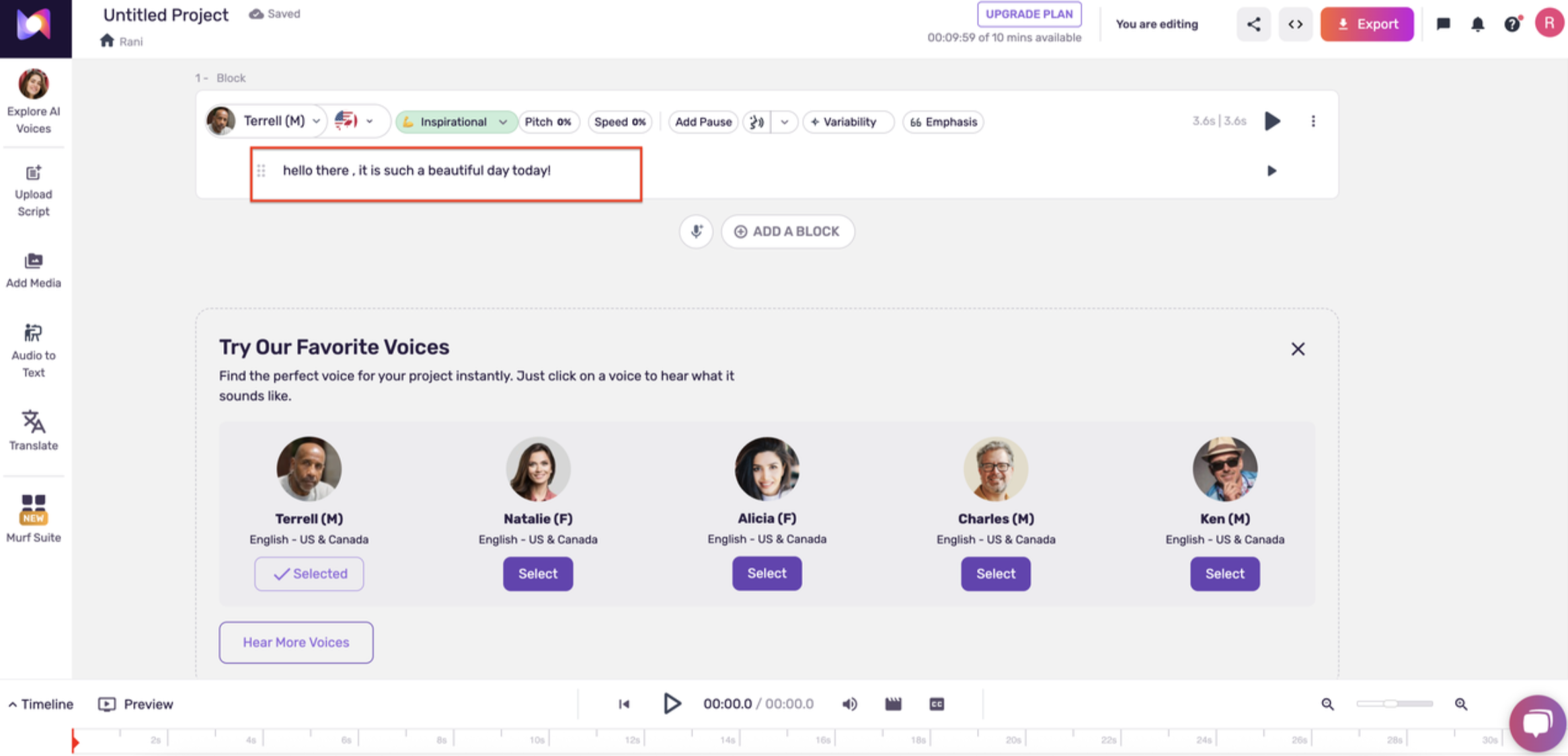 上傳劇本並選擇聲音