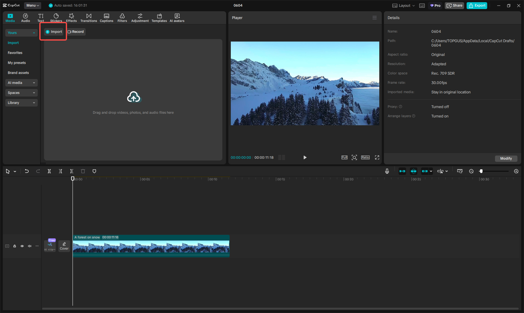 Launch CapCut and import your video