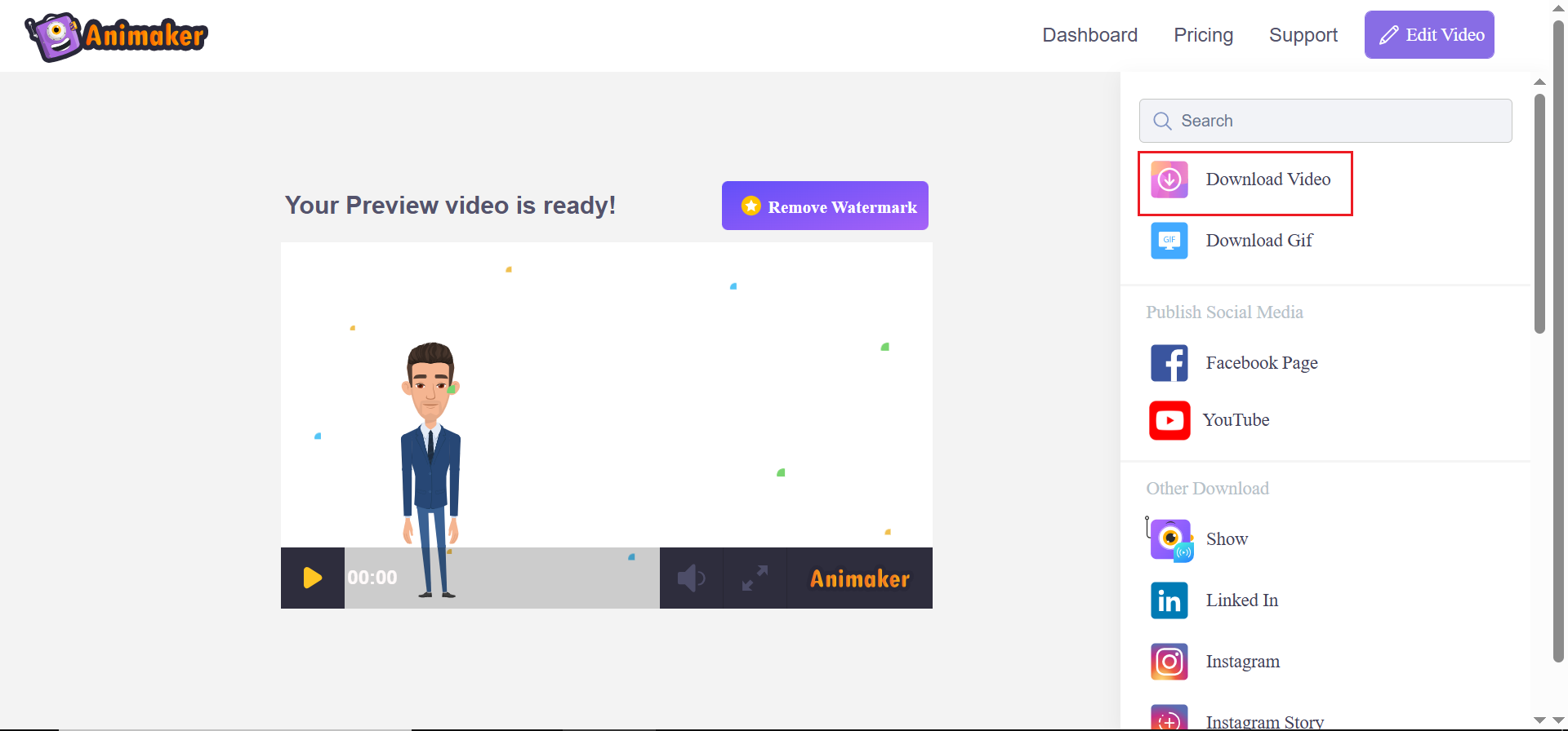 Preview and export