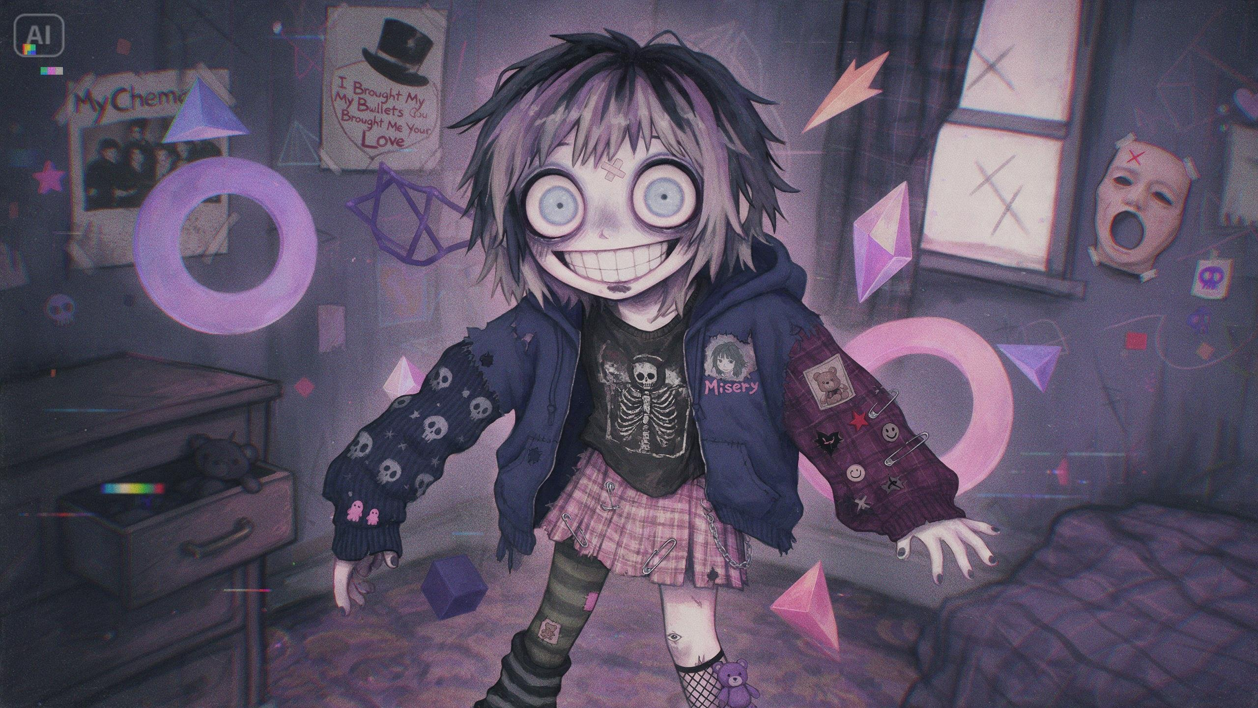 シュールなウィアードコアキャラクターのプロンプト