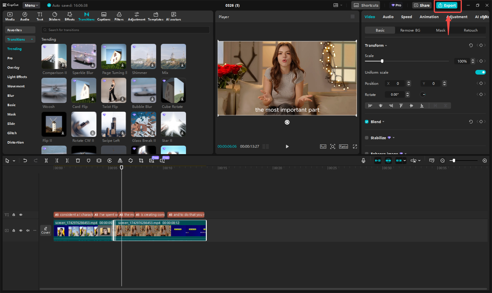 Export your recording