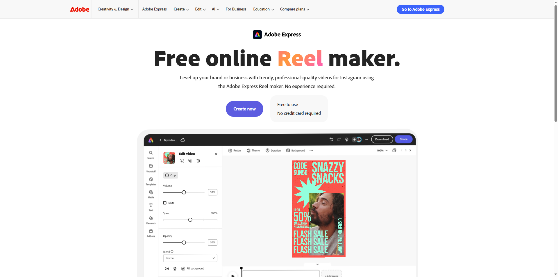 Adobe Express's interface