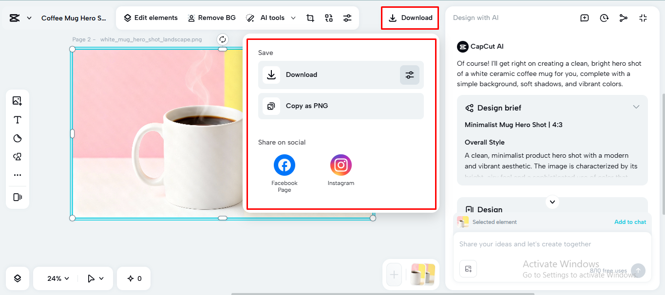 Exporting the media from the CapCut desktop video editor