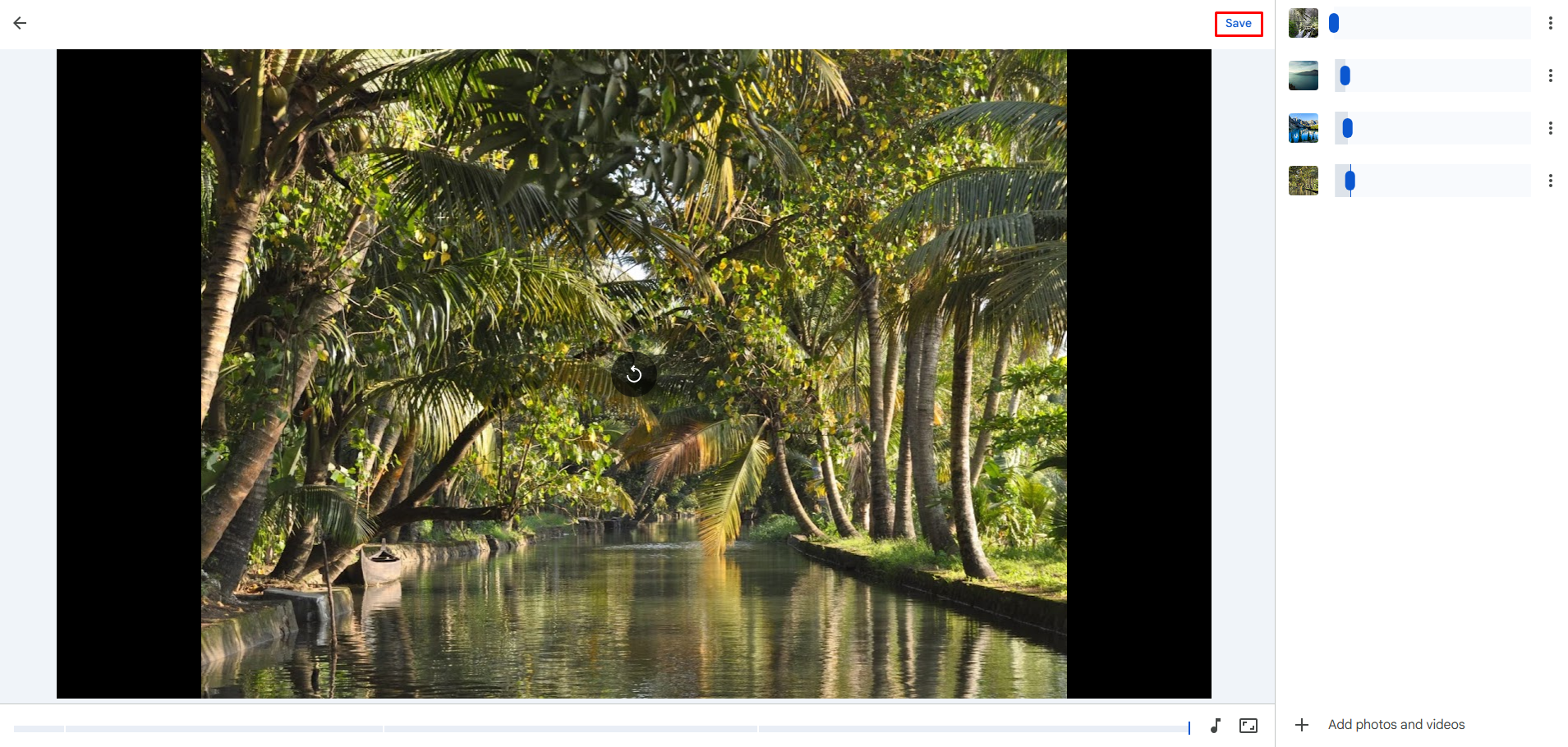 Preview and save the slideshow with music