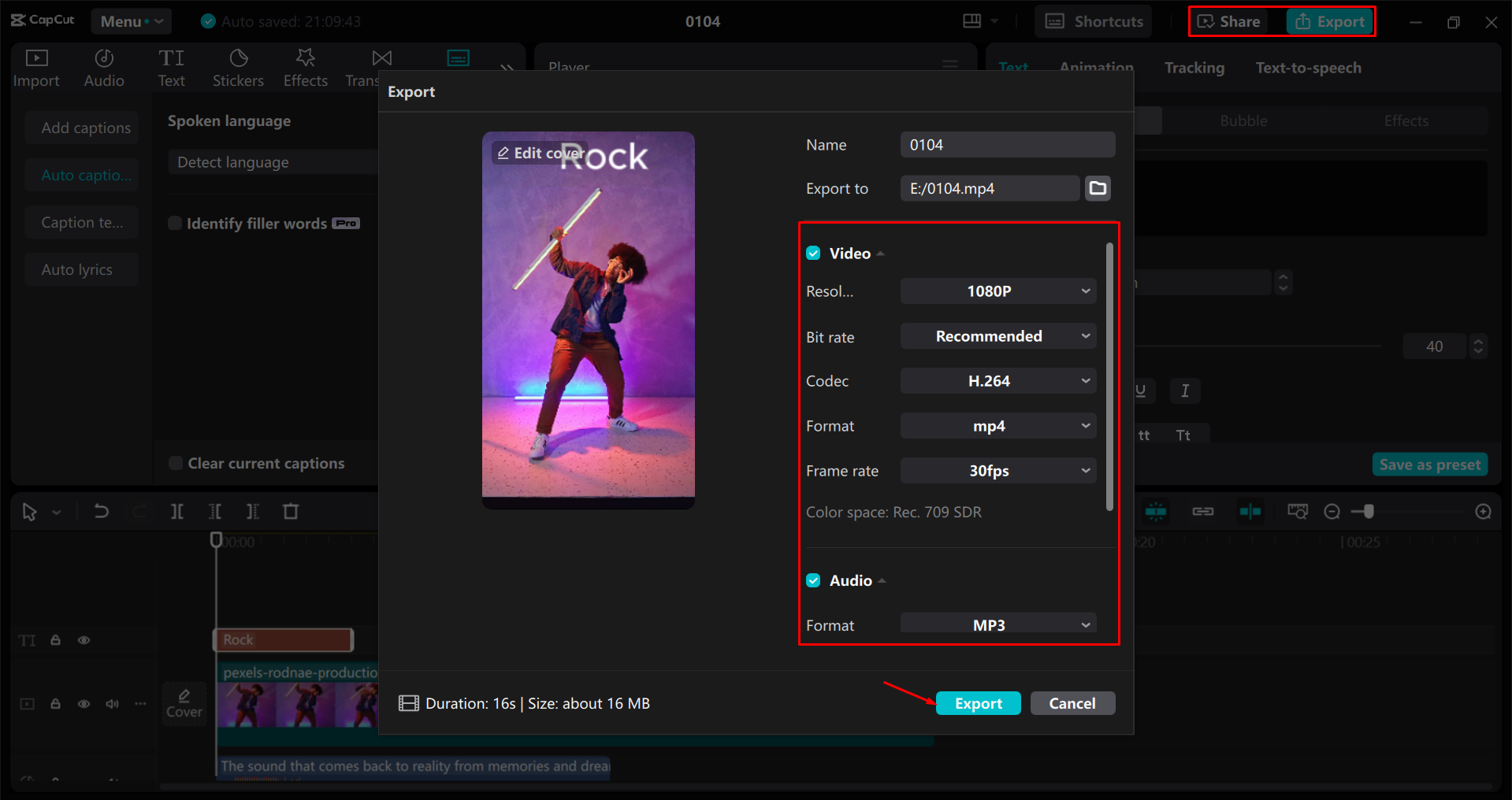 Exportieren eines Videos aus dem CapCut Desktop-Video-Editor