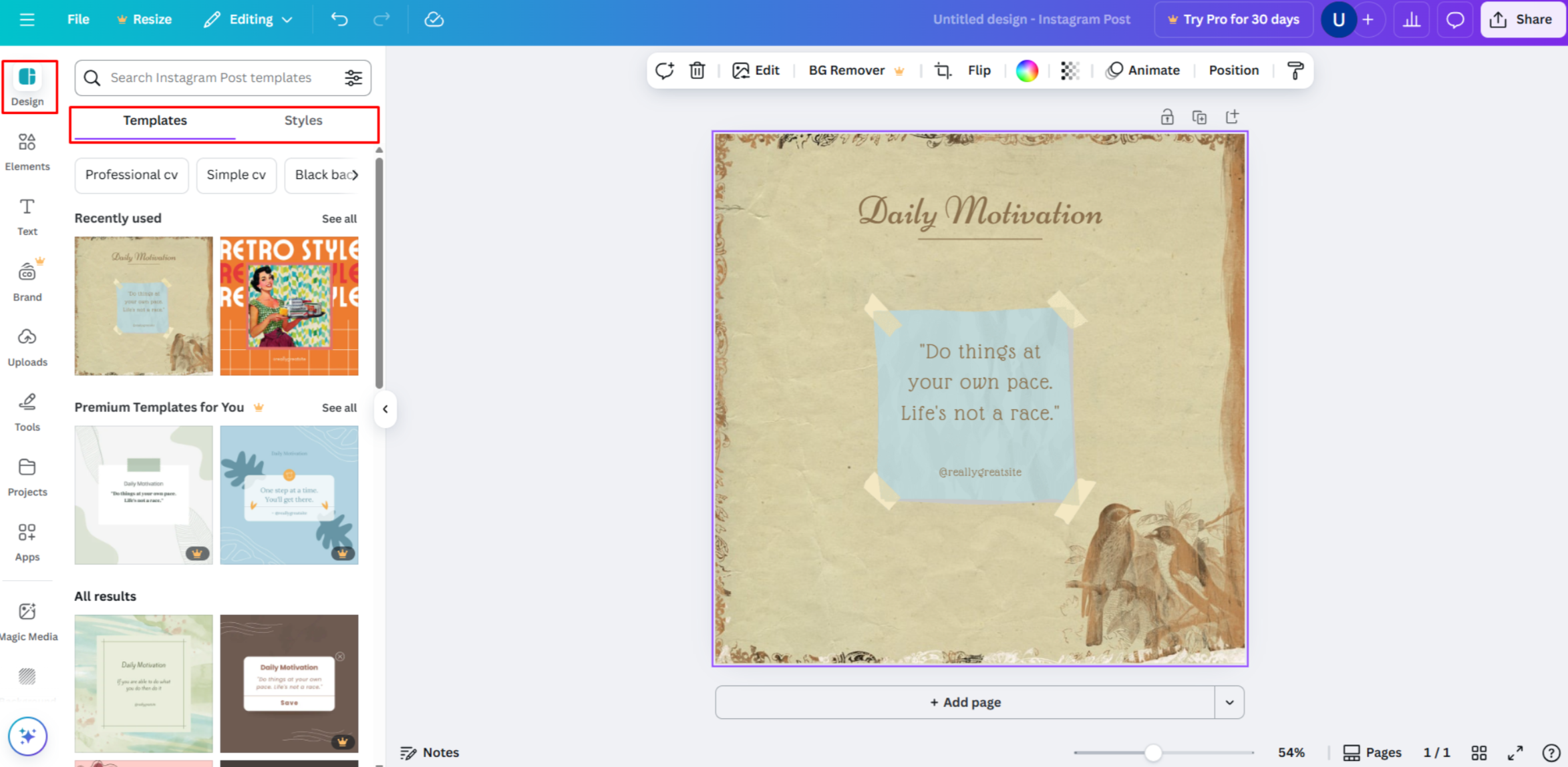 Choisir un modèle d'affiche dans Canva