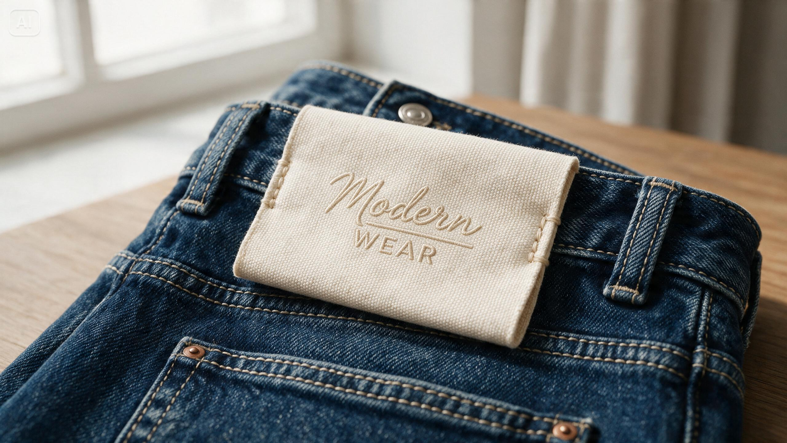 Prompt for a folded clothing tag on denim