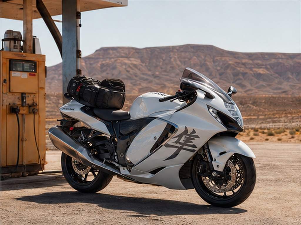 Suzuki Hayabusa AI Eingabeaufforderung Beispiel 5 - Wüstentourenstopp