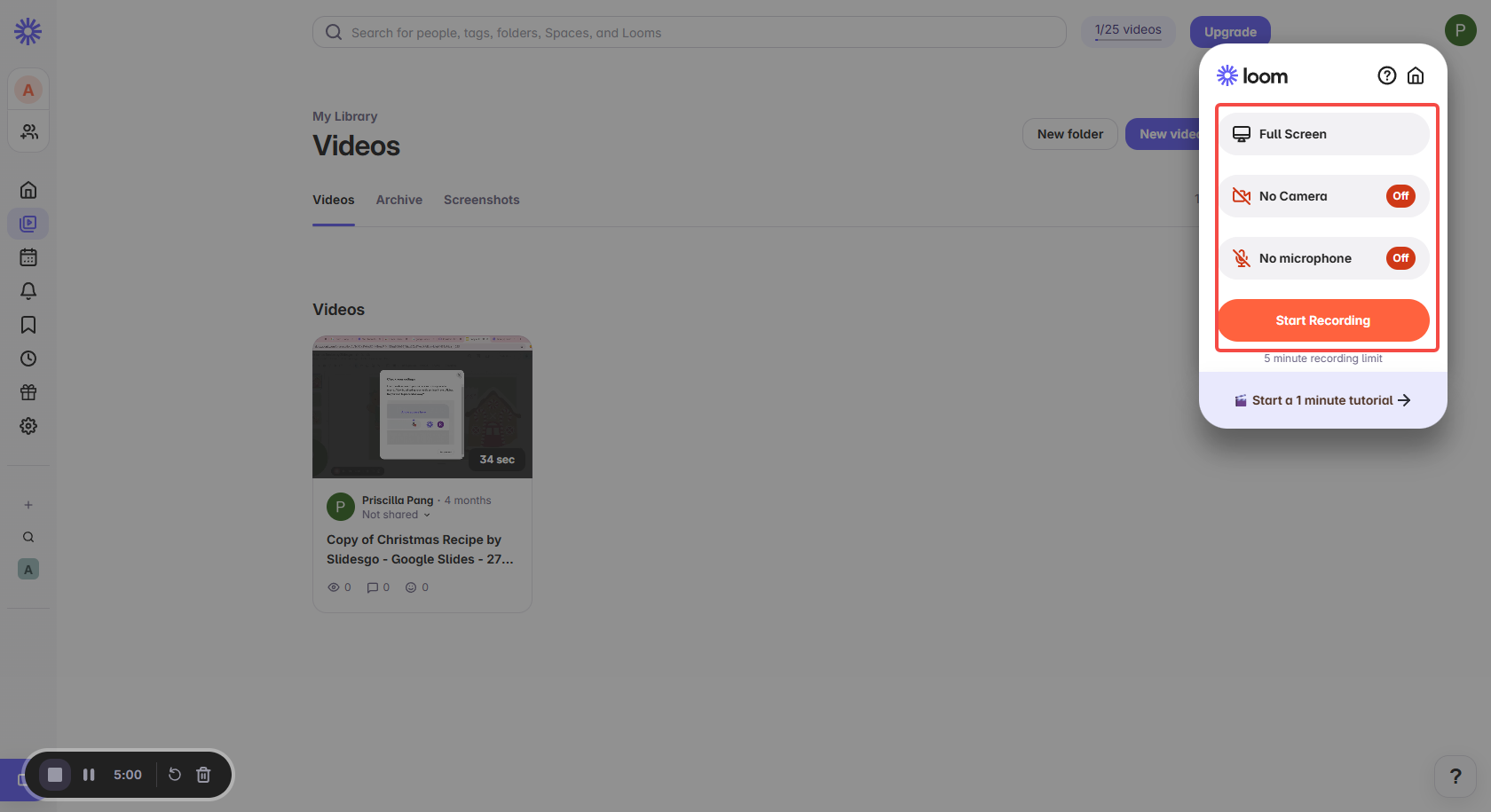 Loom screen recorder