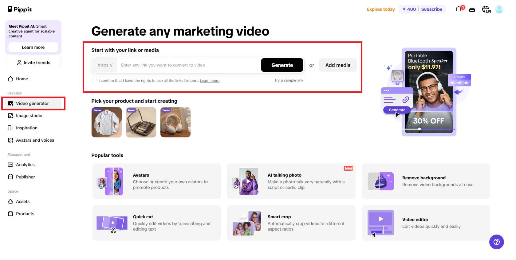 Enter a product link or upload a photo