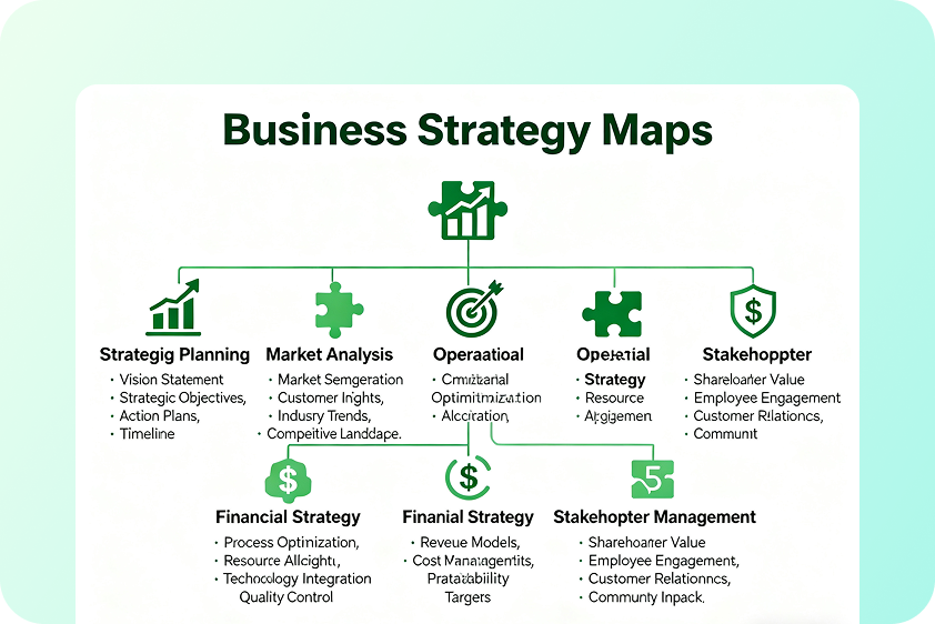 Диаграмма, показывающая связанные задачи и ключевые этапы для планирования компании