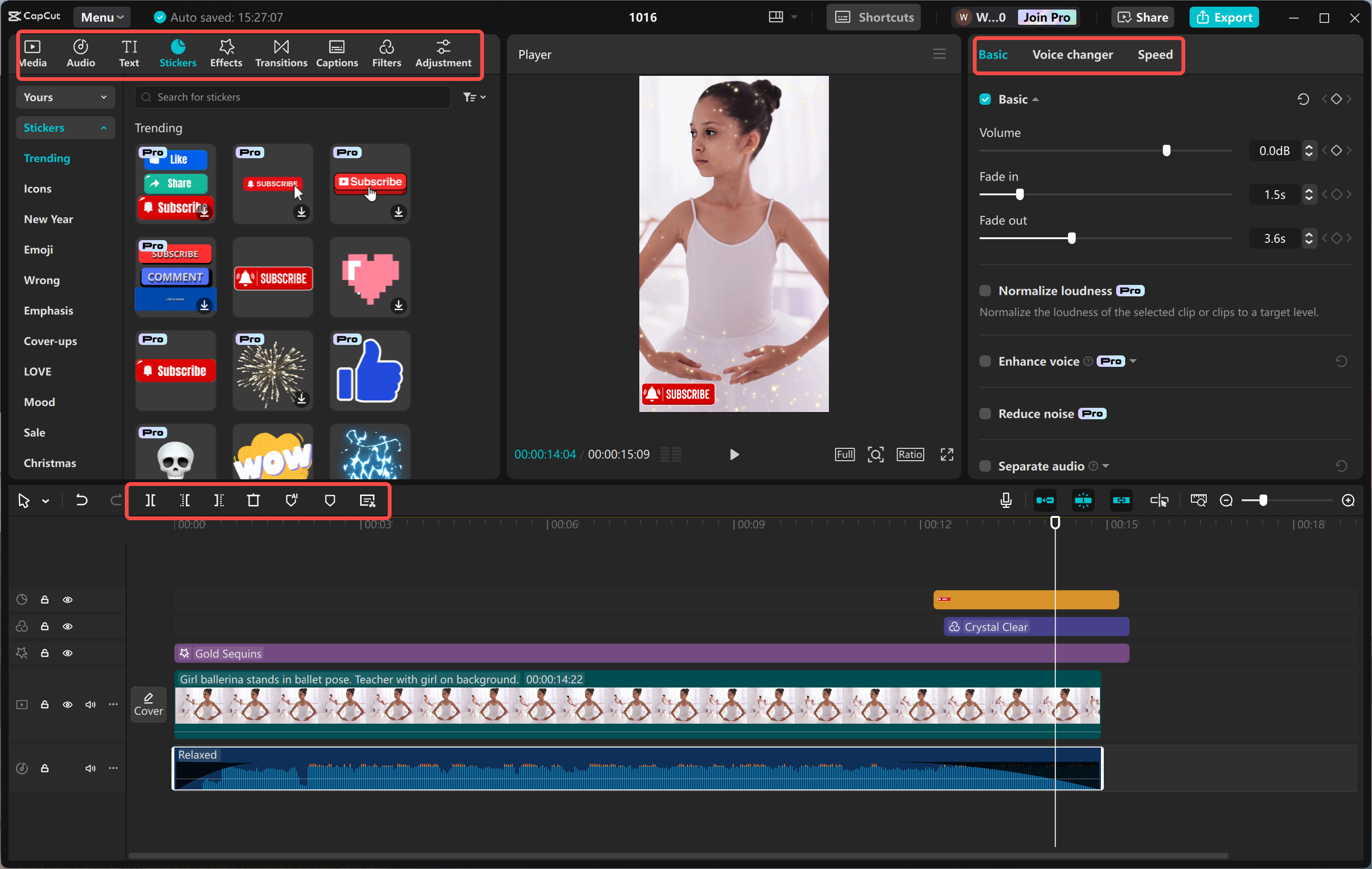 Editing the YouTubeshort with CapCut desktop video editor's AI features