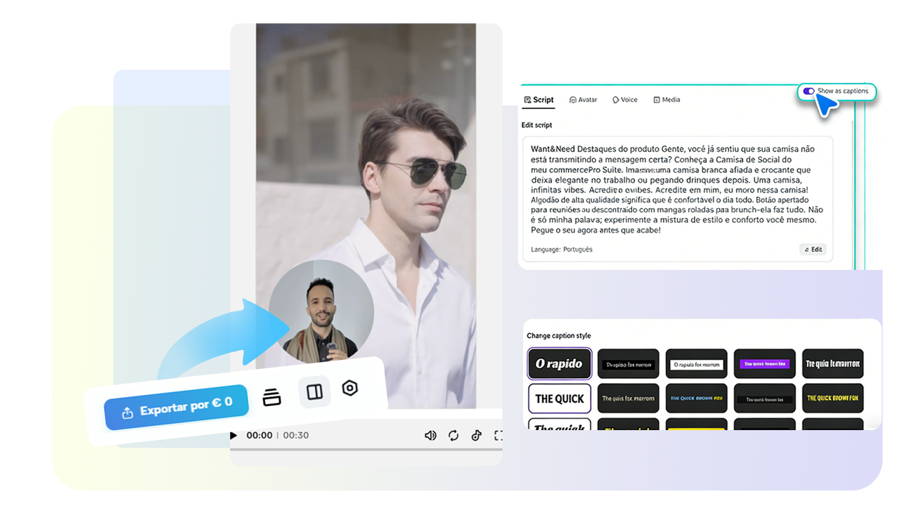 Criador de legendas online gerando vídeo