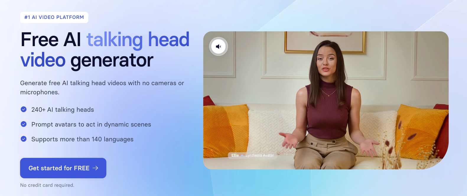 Synthesia free AI talking head video generator
