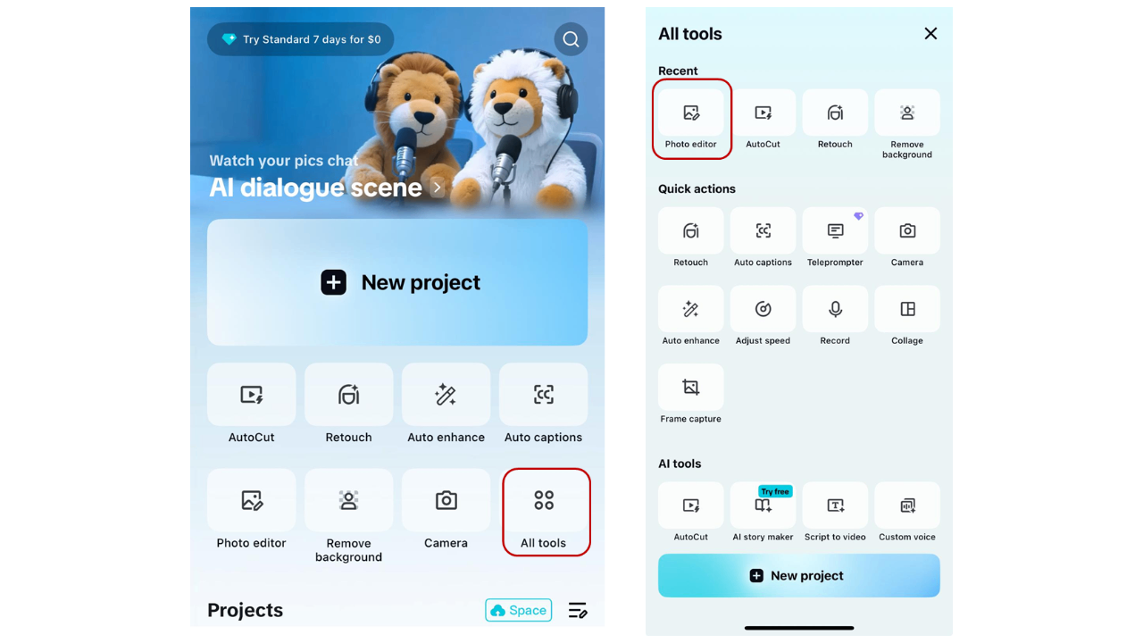 Navigate to "Photo editor"