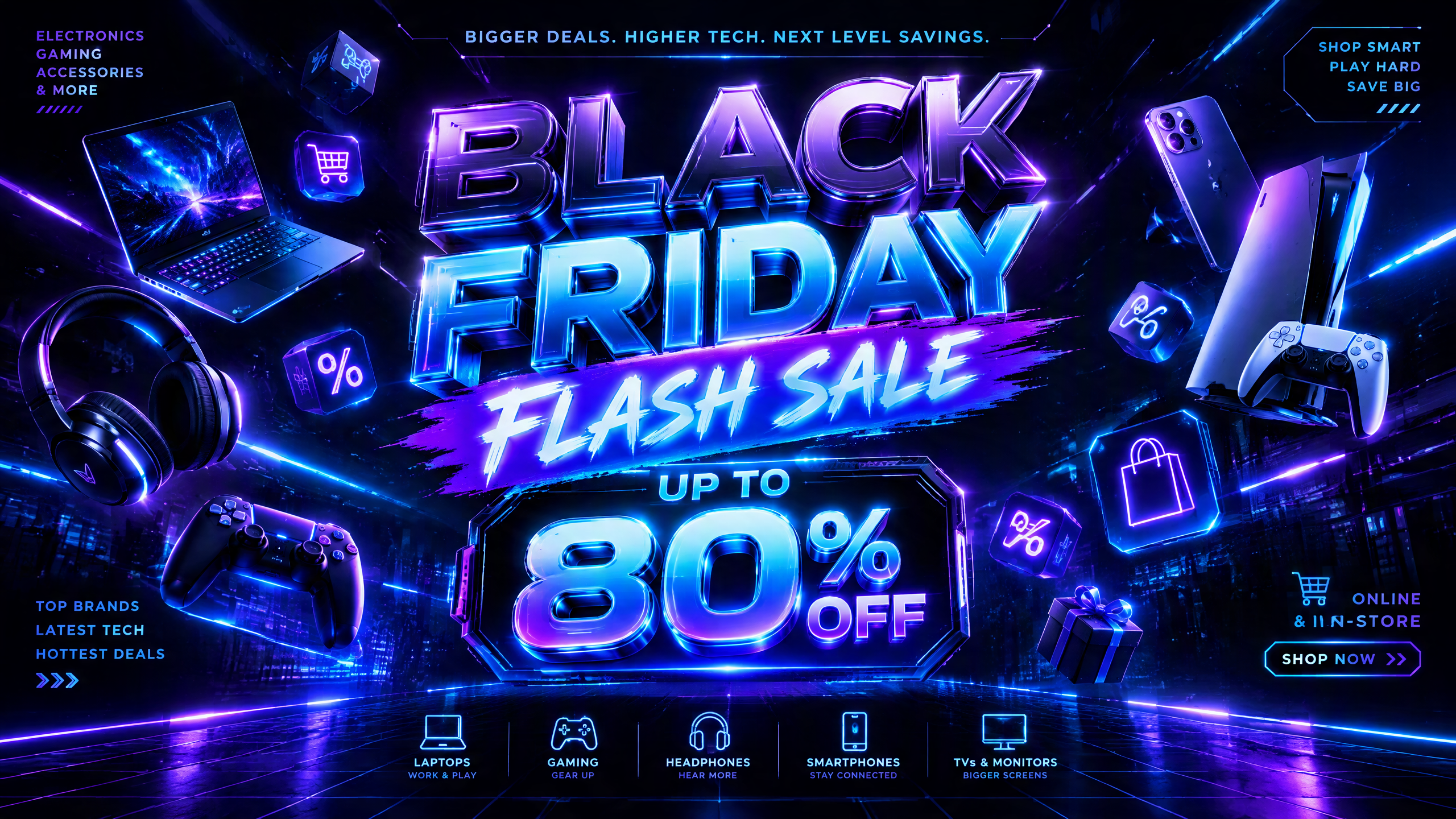 Richiedi un volantino futuristico del Black Friday al neon