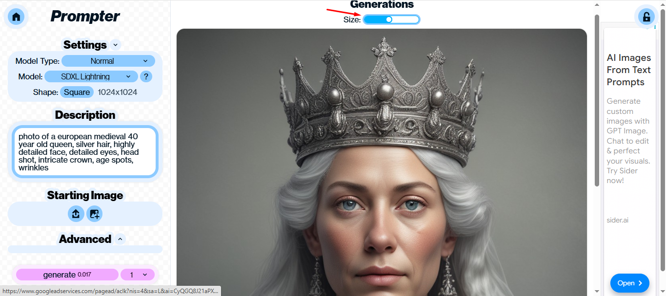Adjusting genes in the Artbreeder AI generator
