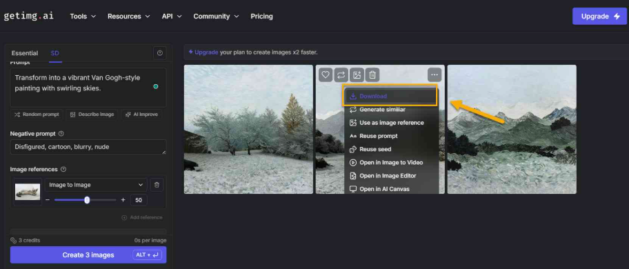 Generating an image with Getimg.ai