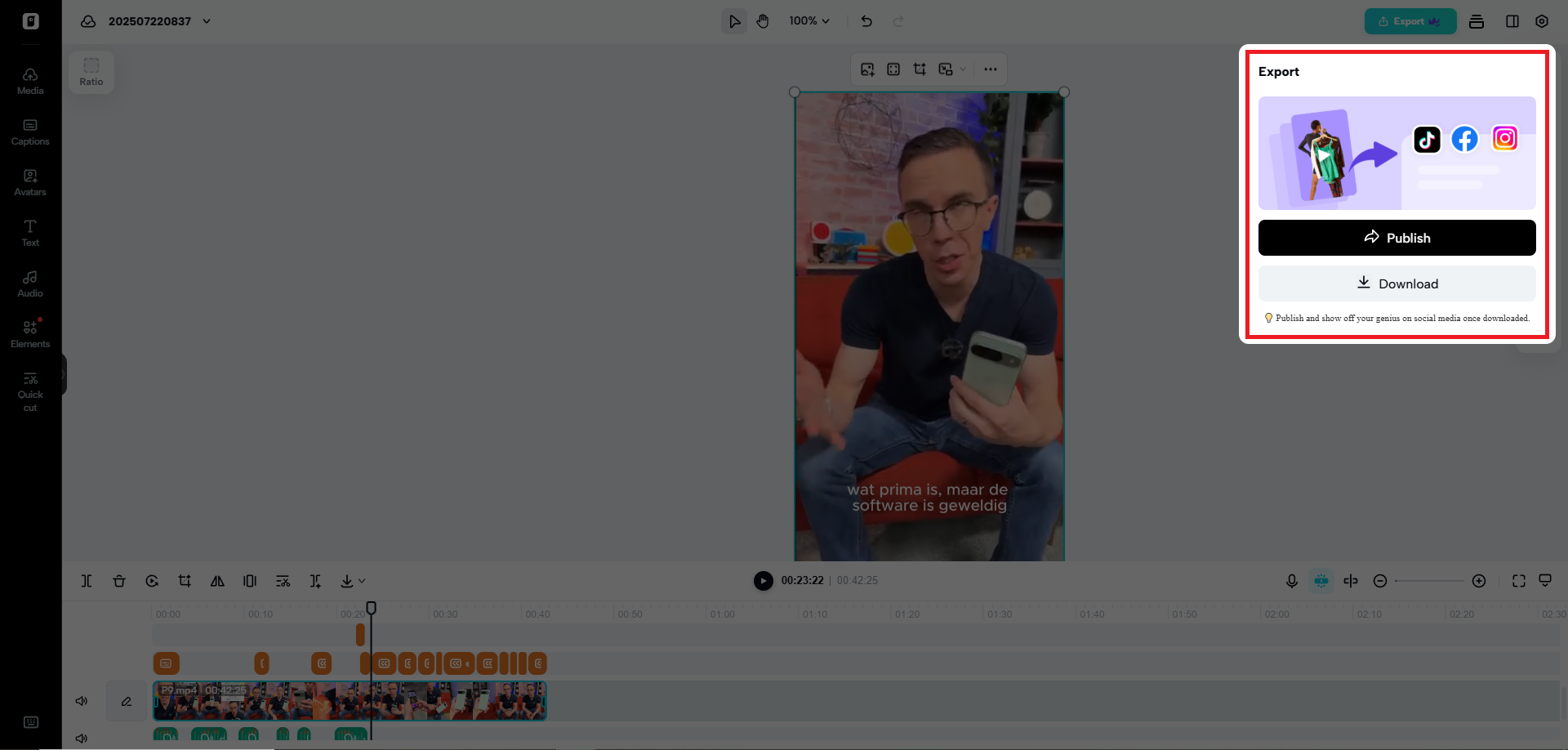 Εξαγωγή του βίντεο με μεταγλώττιση AI