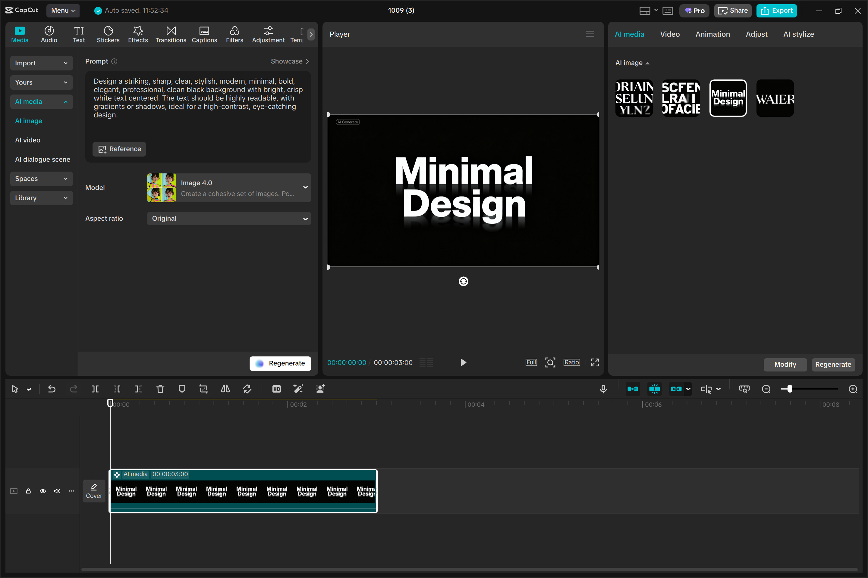 Interface of the CapCut desktop video editor - an easy way to generate white text on black background
