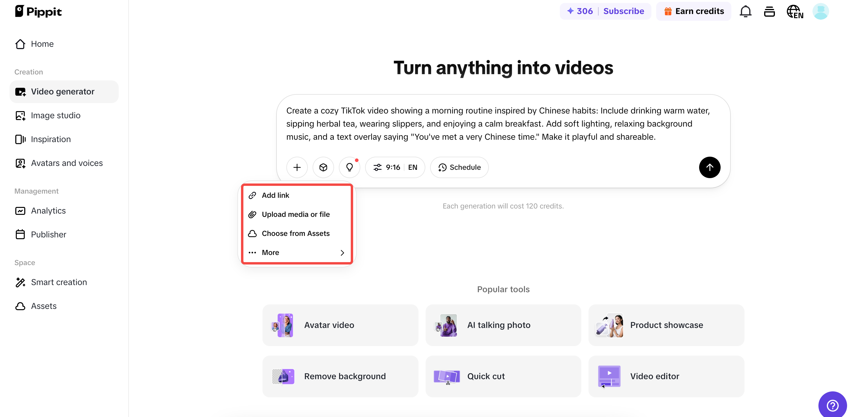 Mở AI video generator