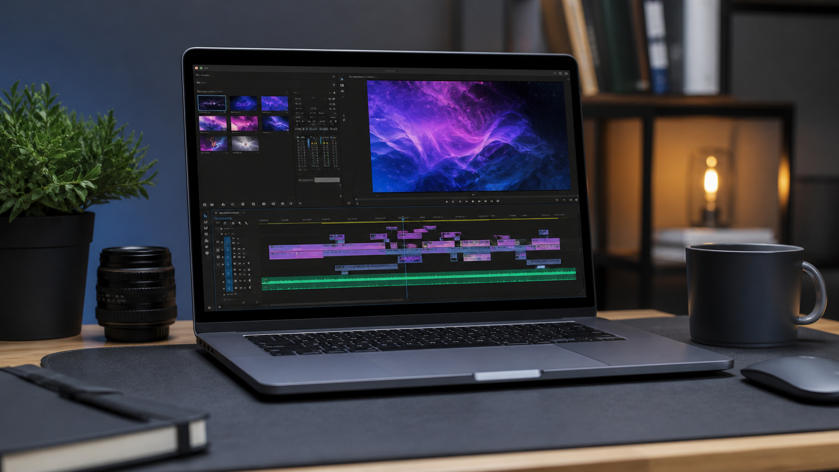 laptop video template Action and camera move single-scene 16:9 visual