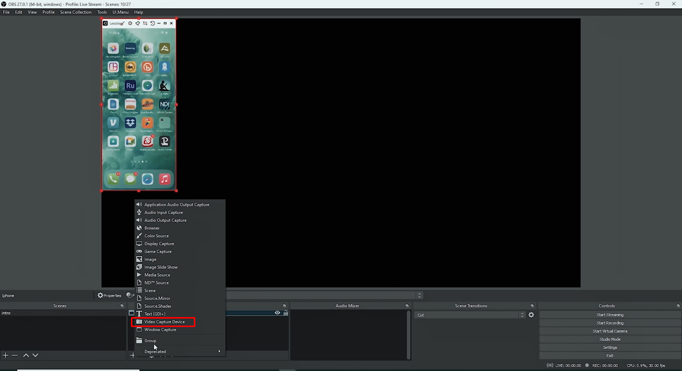 Add a phone to OBS recording software