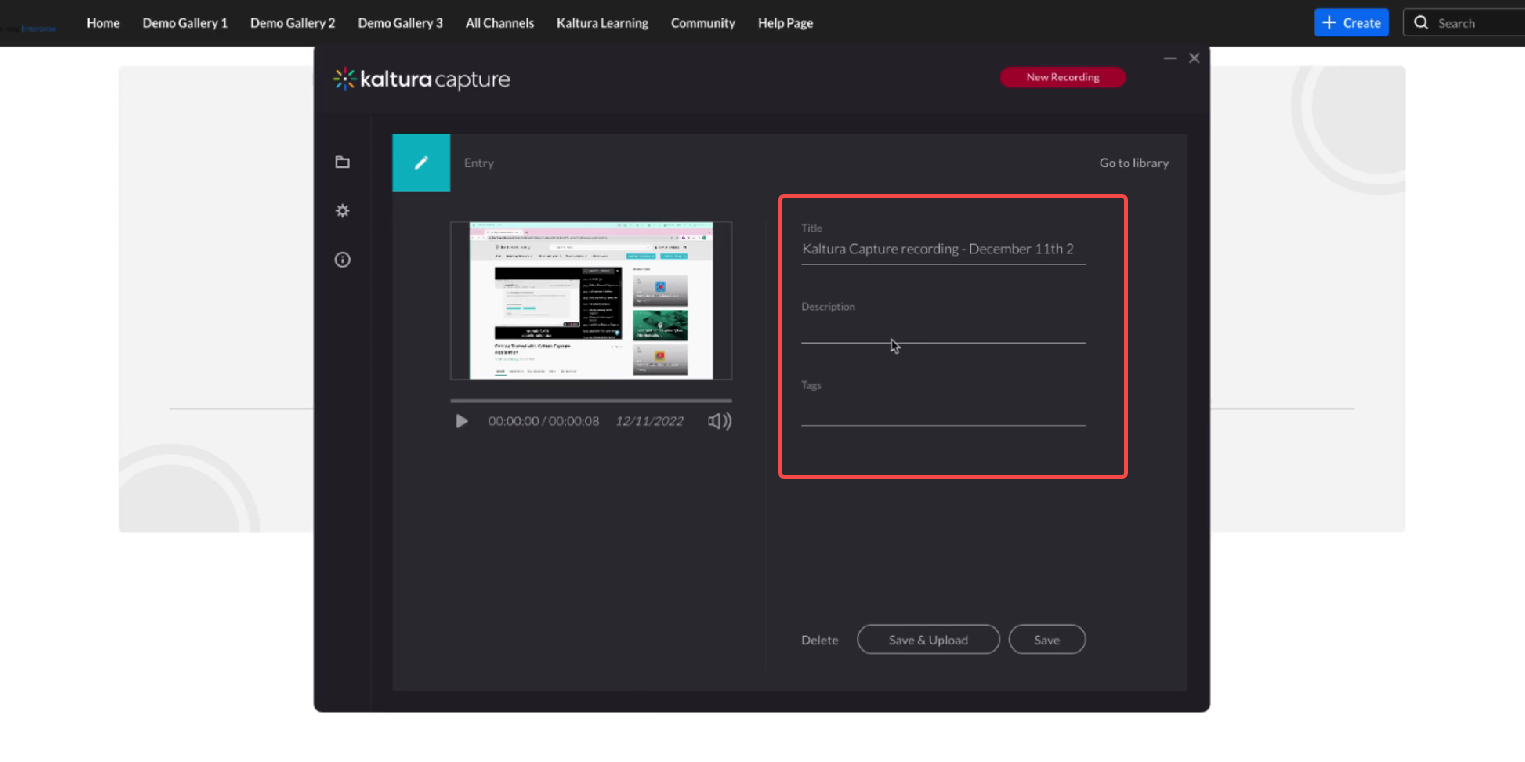 Save and access the recording