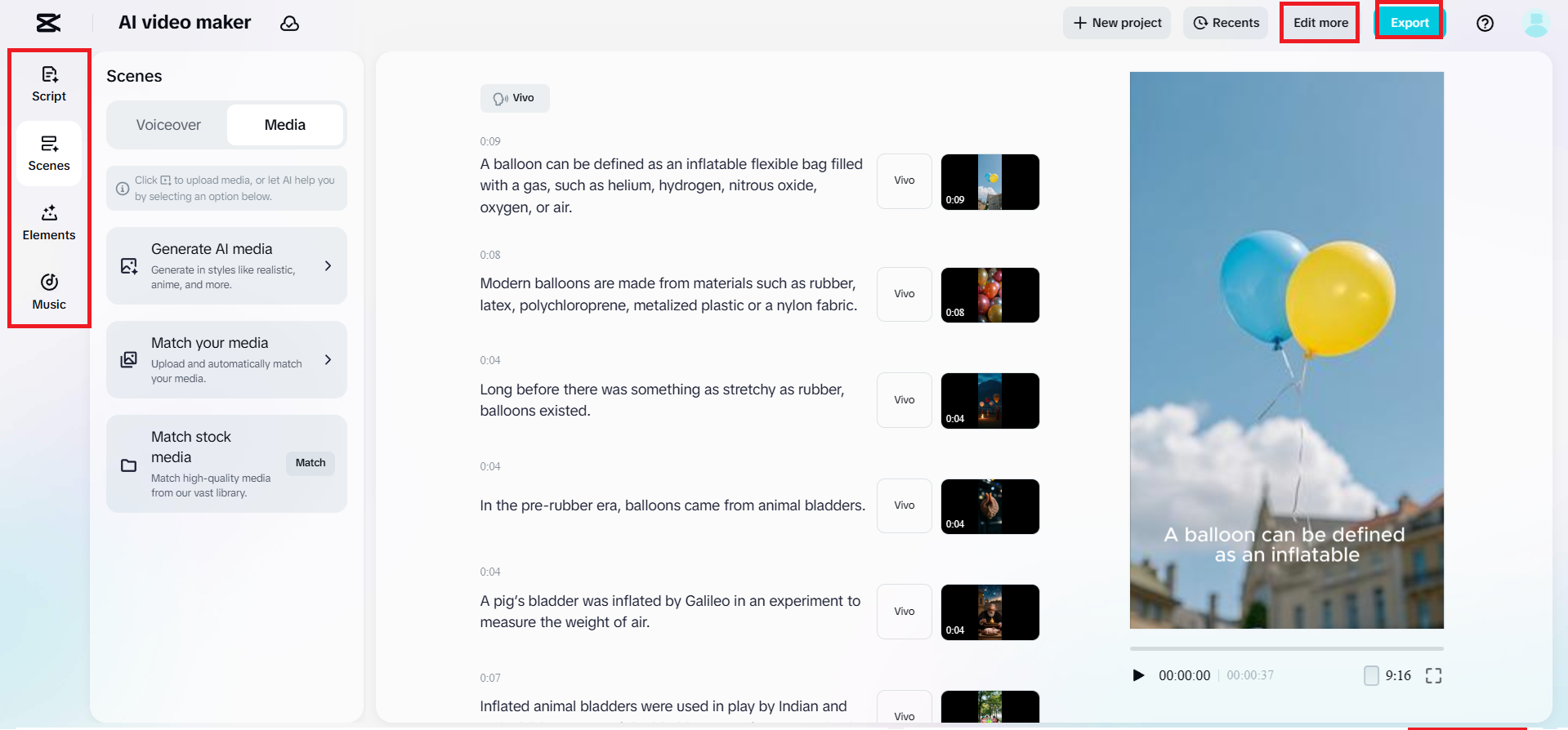 Generar medios de IA relevantes