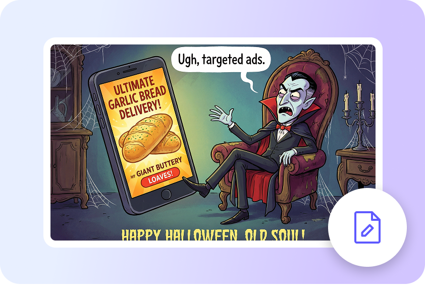 Custom Halloween card reflecting any mood or style.