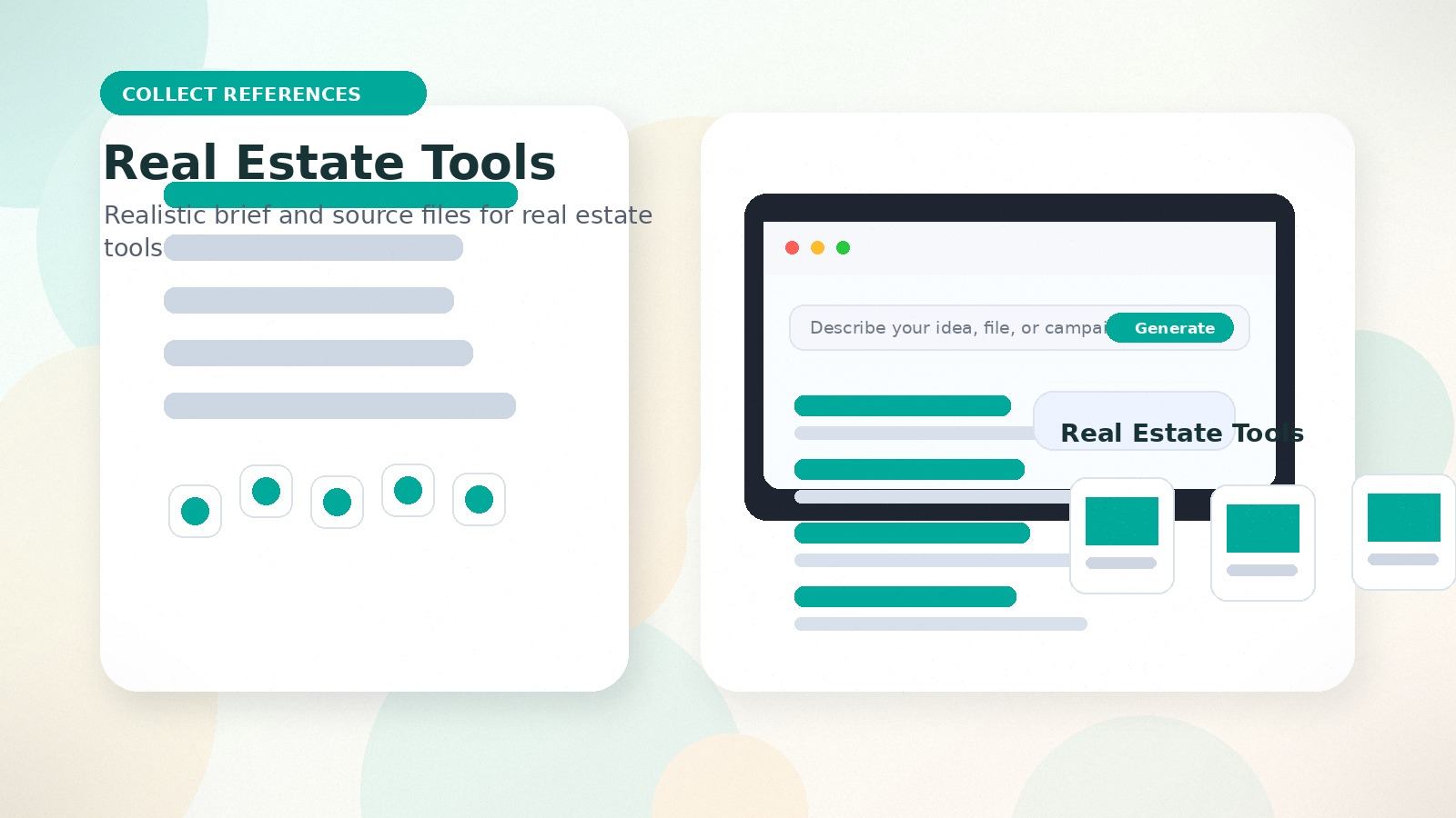 Real Estate Tools realistic collect references visual for real estate tools
