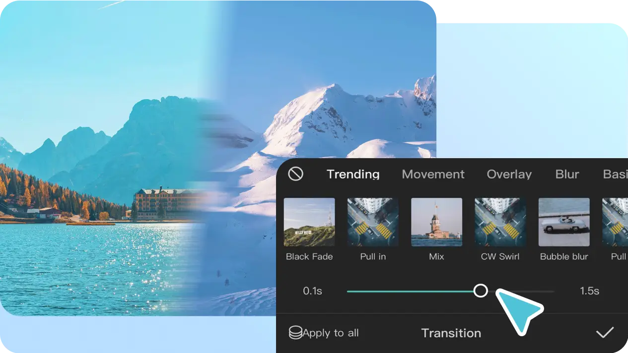 Editing videos with transitions, CapCut