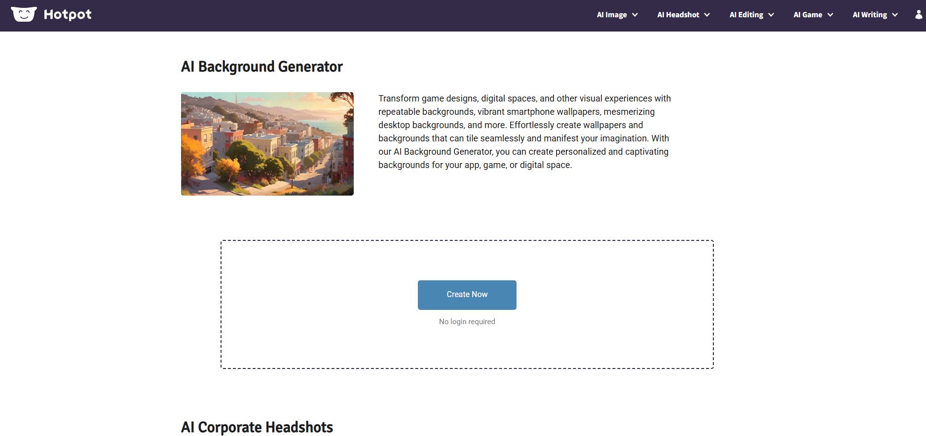 Hotpot AI background generator