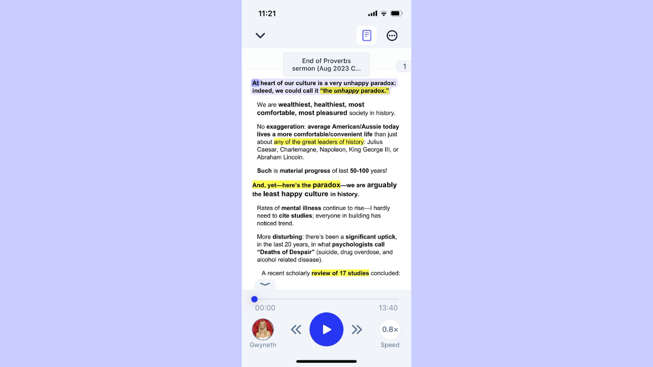 Speechify app preview