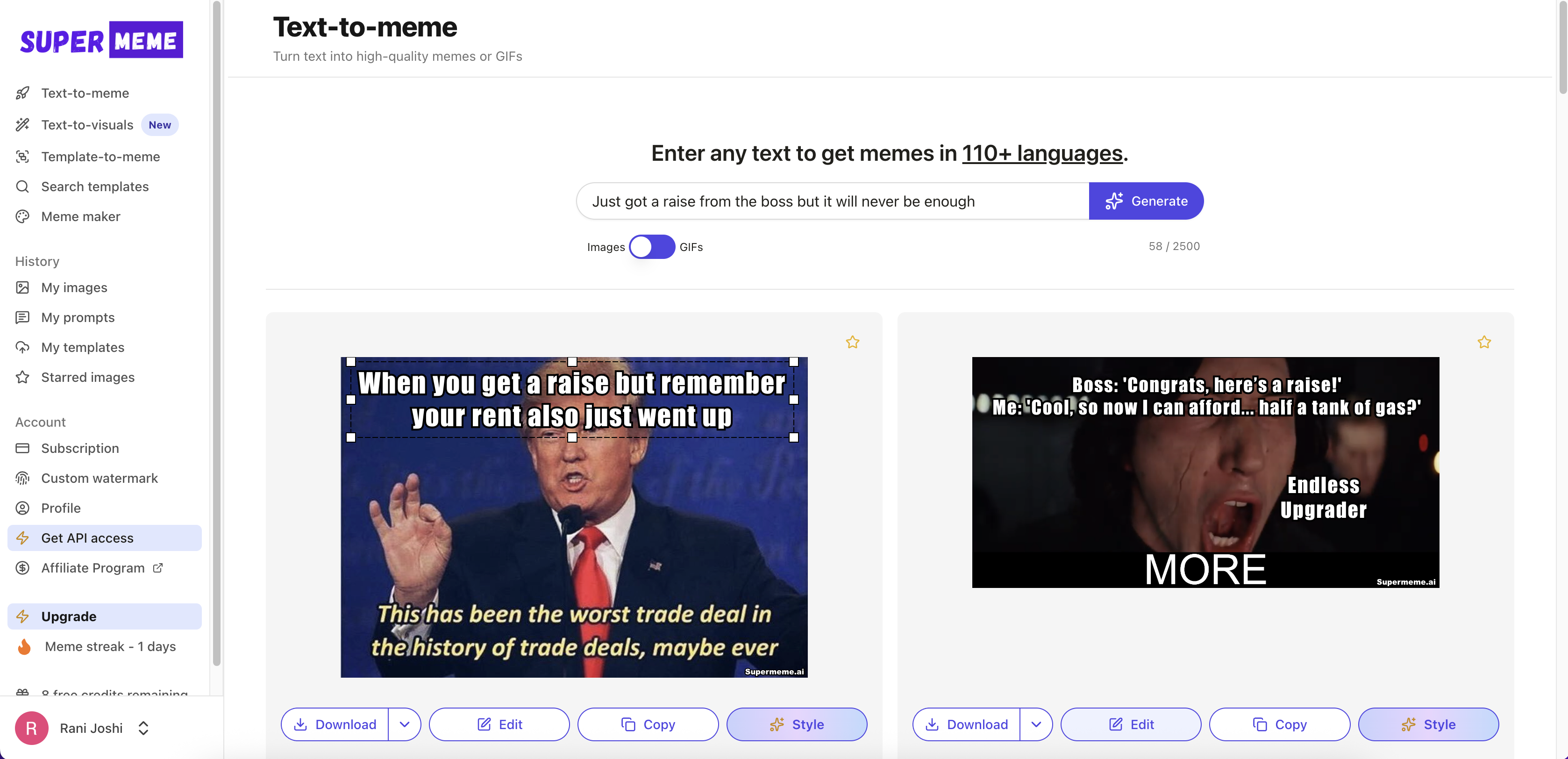 Supermeme.ai AI meme generator
