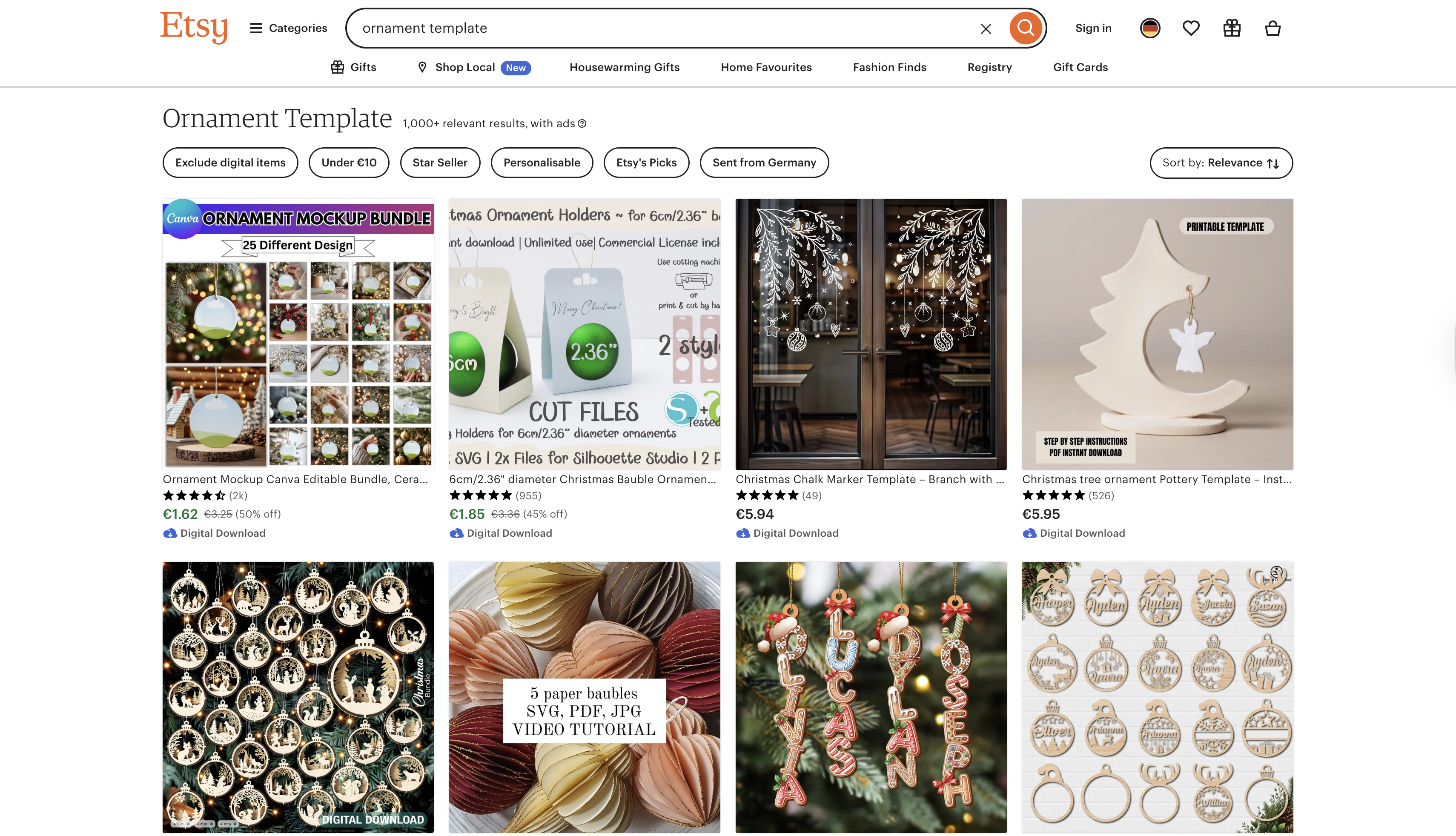Etsy online templates interface