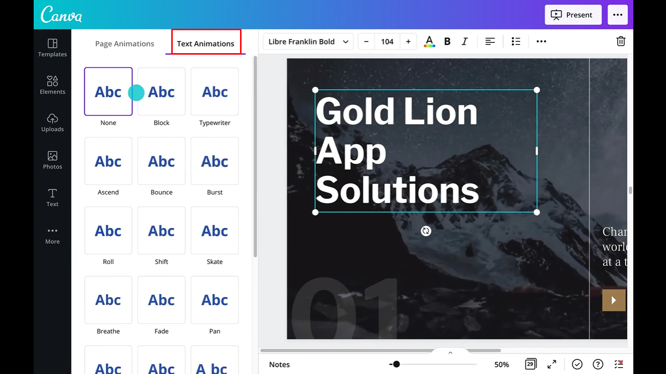 Canva- the best animation text generator