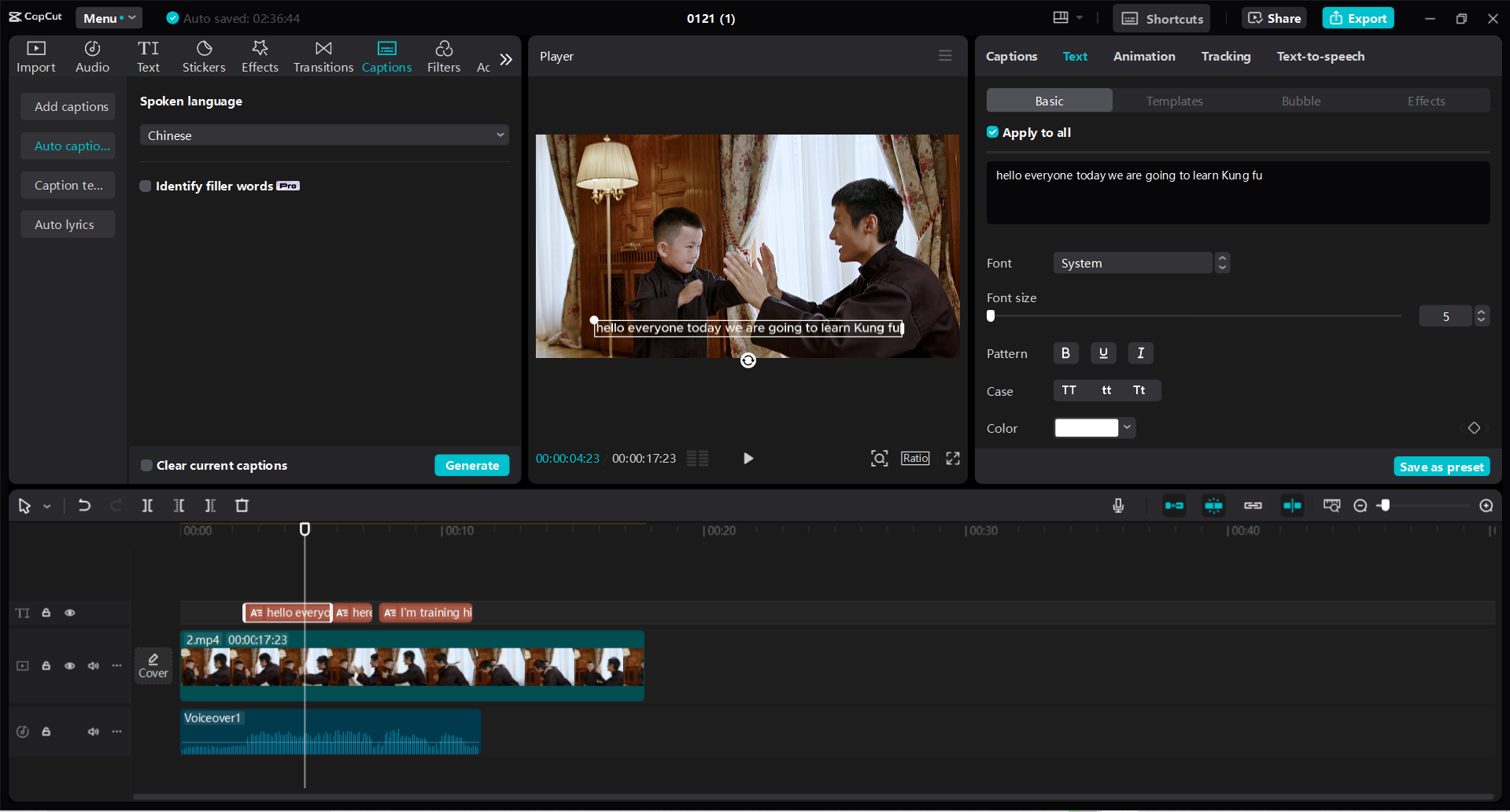Antarmuka editor video desktop CapCut - cara terbaik untuk menambahkan sub Eng ke film lengkap Cina