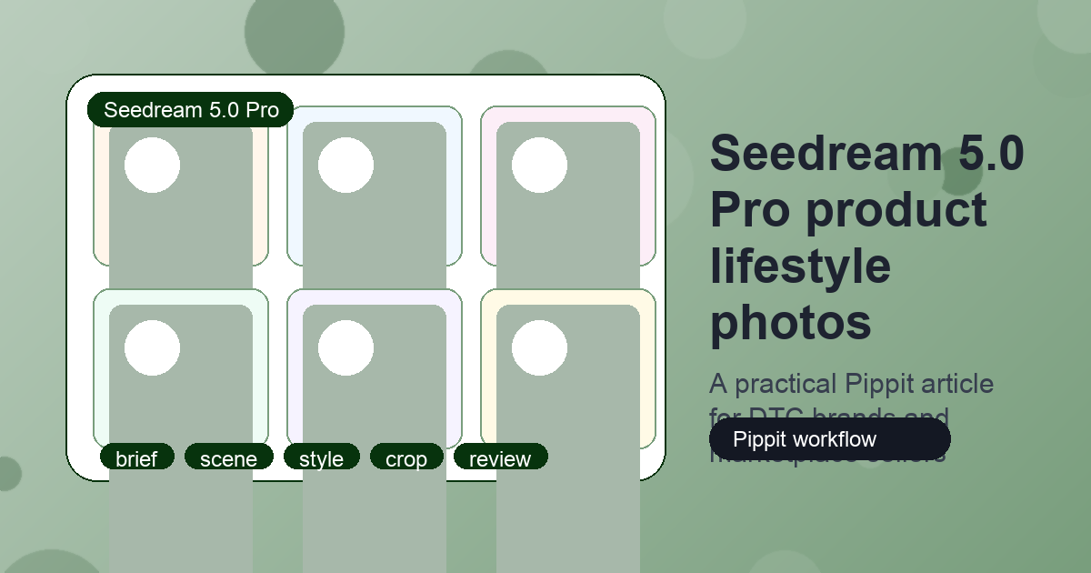 Seedream 5.0 Pro product lifestyle photos cover image: a premium ecommerce studio desk with skincare, sneakers, and coffee products surrounded by AI image concept cards and soft gradient lighting