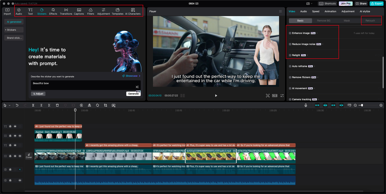 AI tools on CapCut