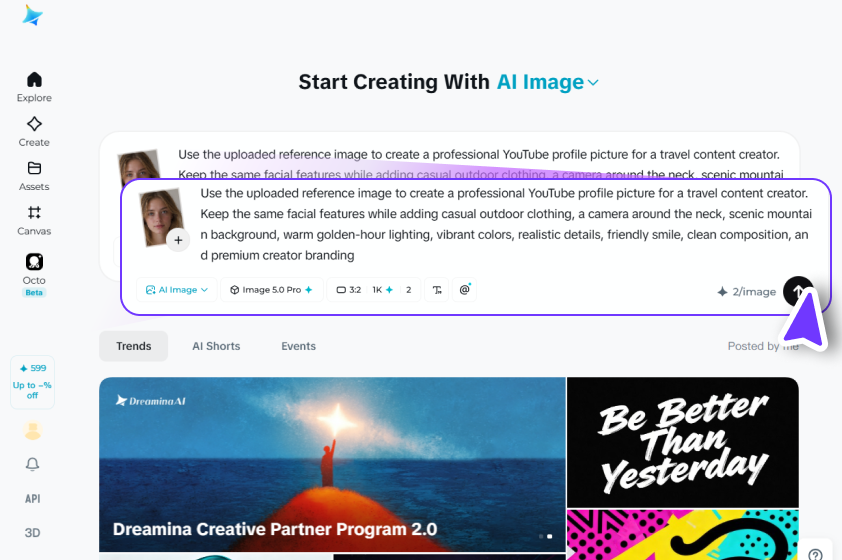 Upload your image and describe your channel style