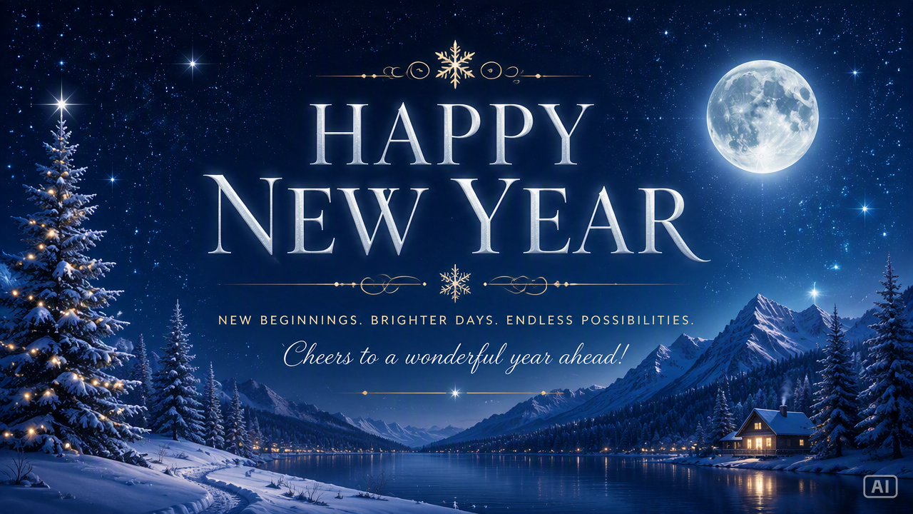 New Year card winter night sky image generated by Pippit