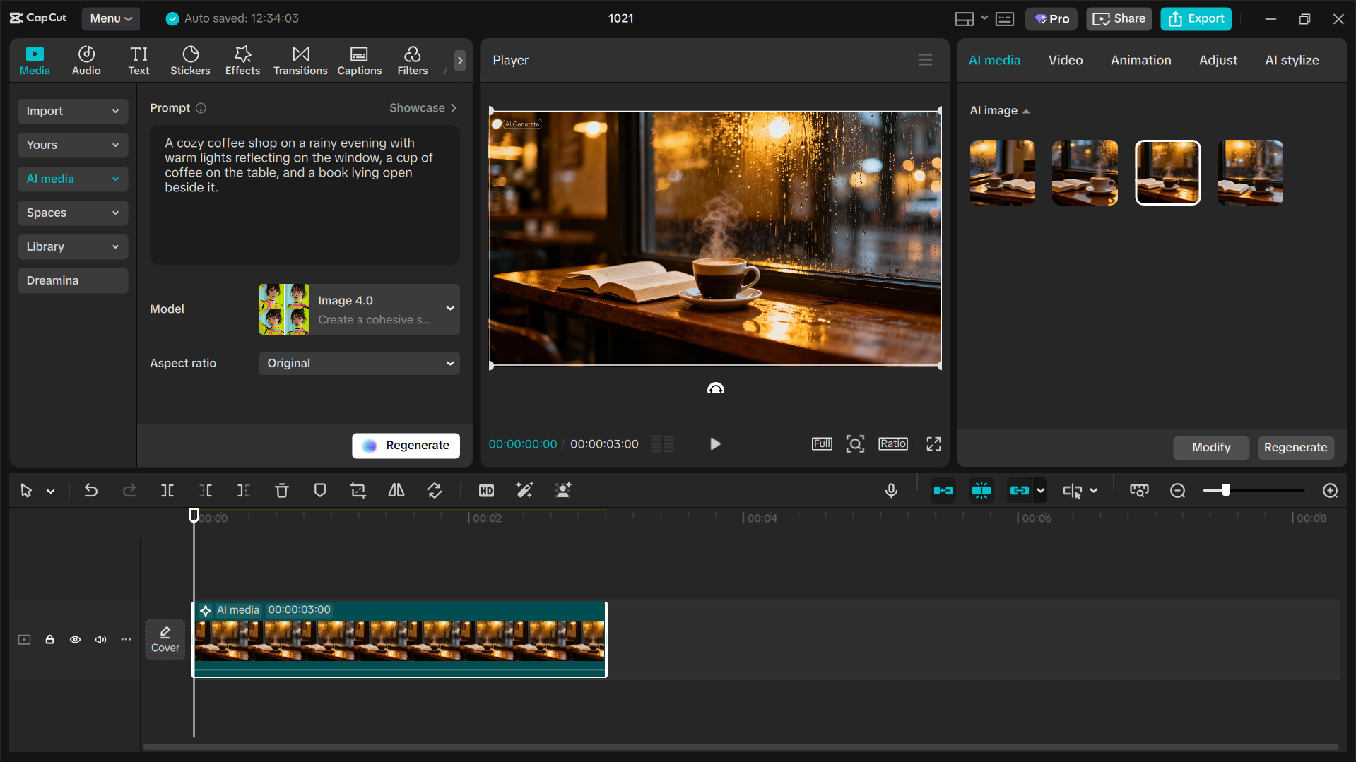 Interface of the CapCut desktop video editor