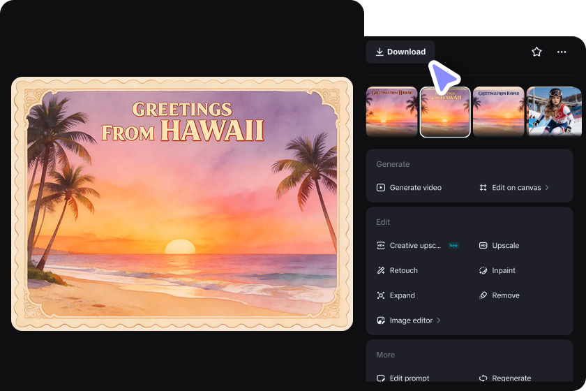 Affinez et téléchargez votre carte postale