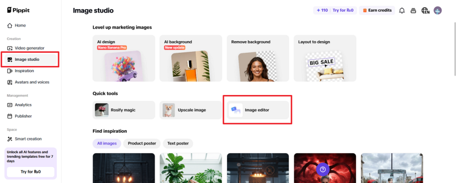 access pippit image editor