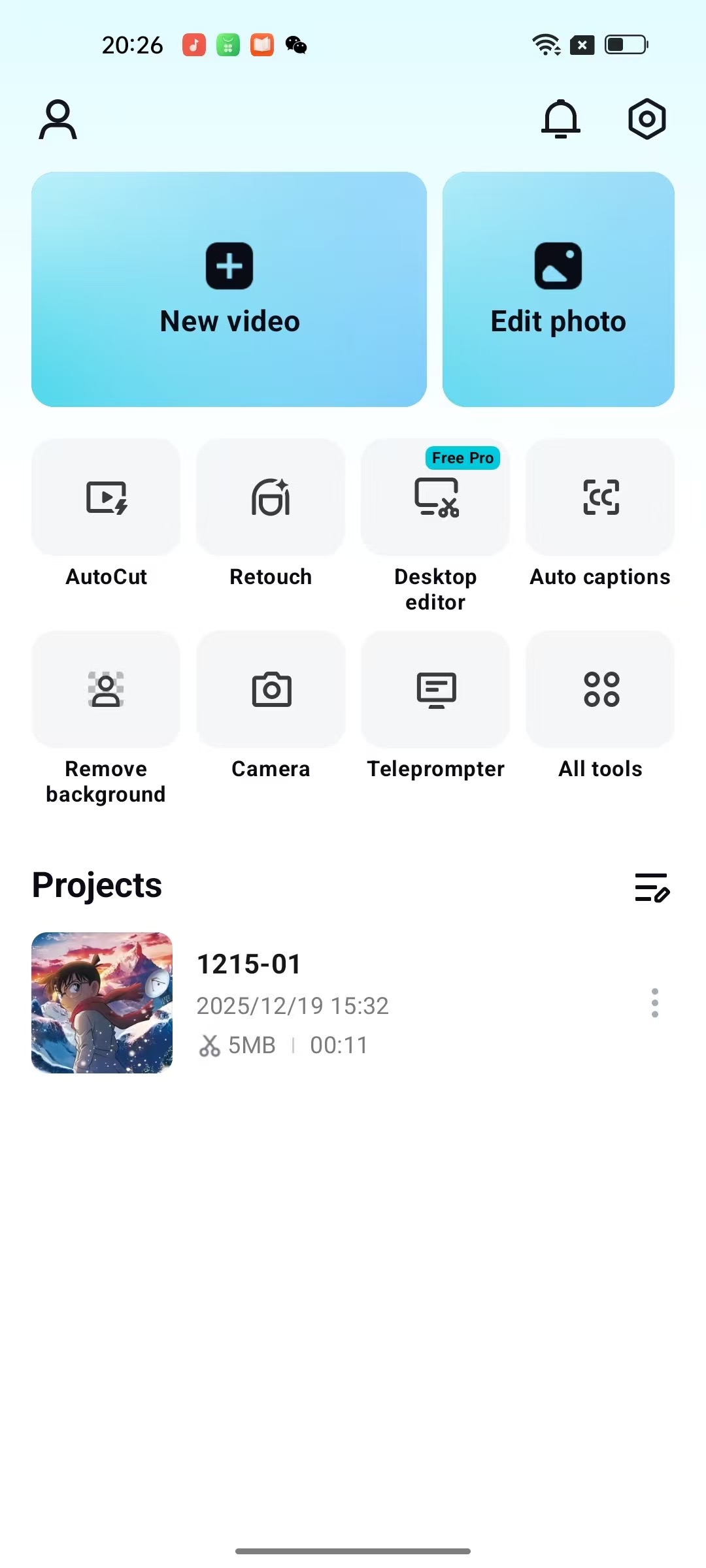 Your profile avatar on the mobile version of CapCut